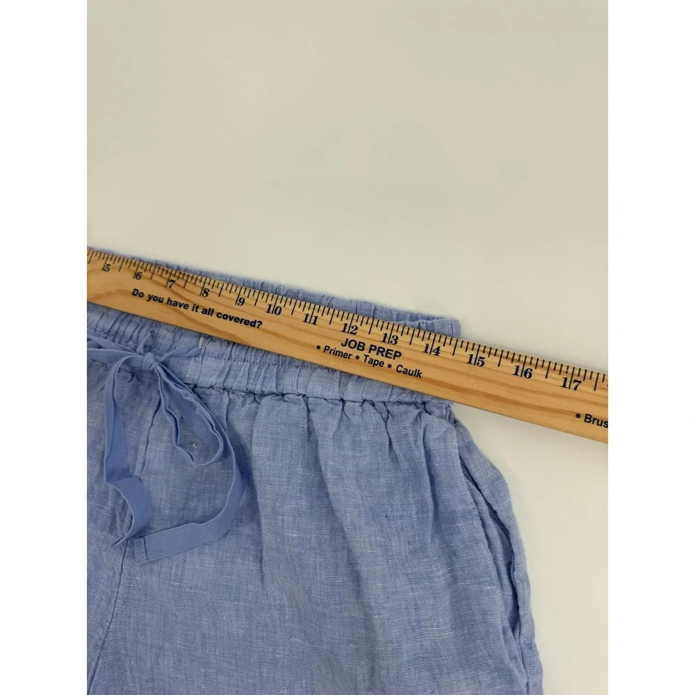 J.Crew Linen Wide Leg Pants Women S Blue Elastic Waist Drawstring Coastal Summer